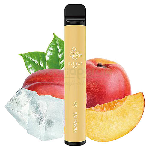 Mini narghilea unica folosinta - Elf Bar Peach Ice cu 600 pufuri si 20 mg nicotina - TuburiAparate.ro